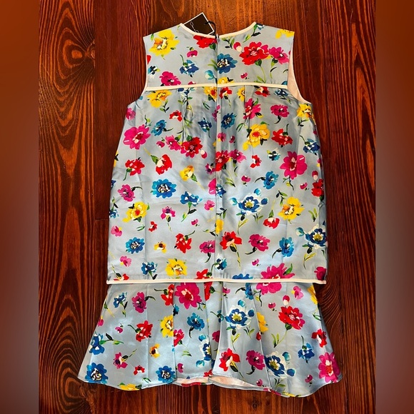 OSCAR DE LA RENTA Girls Silk & Cotton Floral Dress NWT - Picture 5 of 6